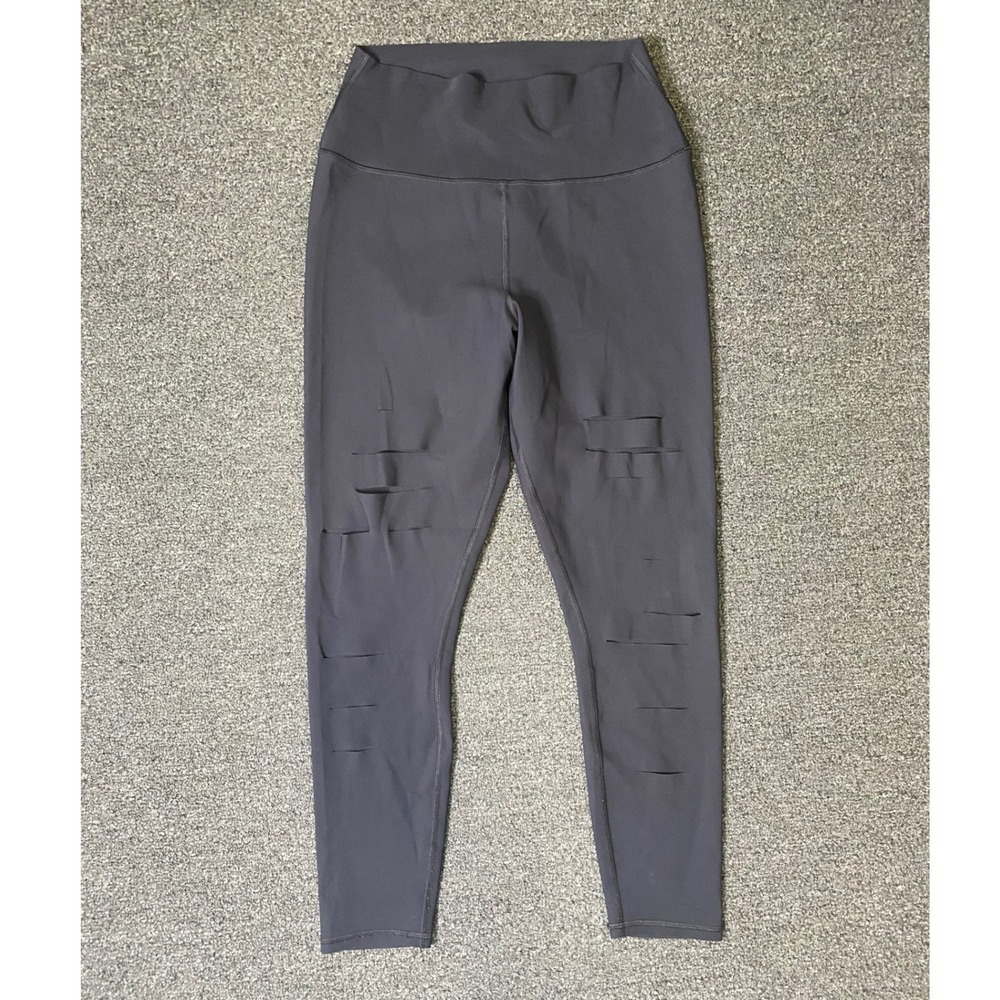Alo Yoga Ripped Warrior Leggings Black Womens Medium High Rise Training Gym Run